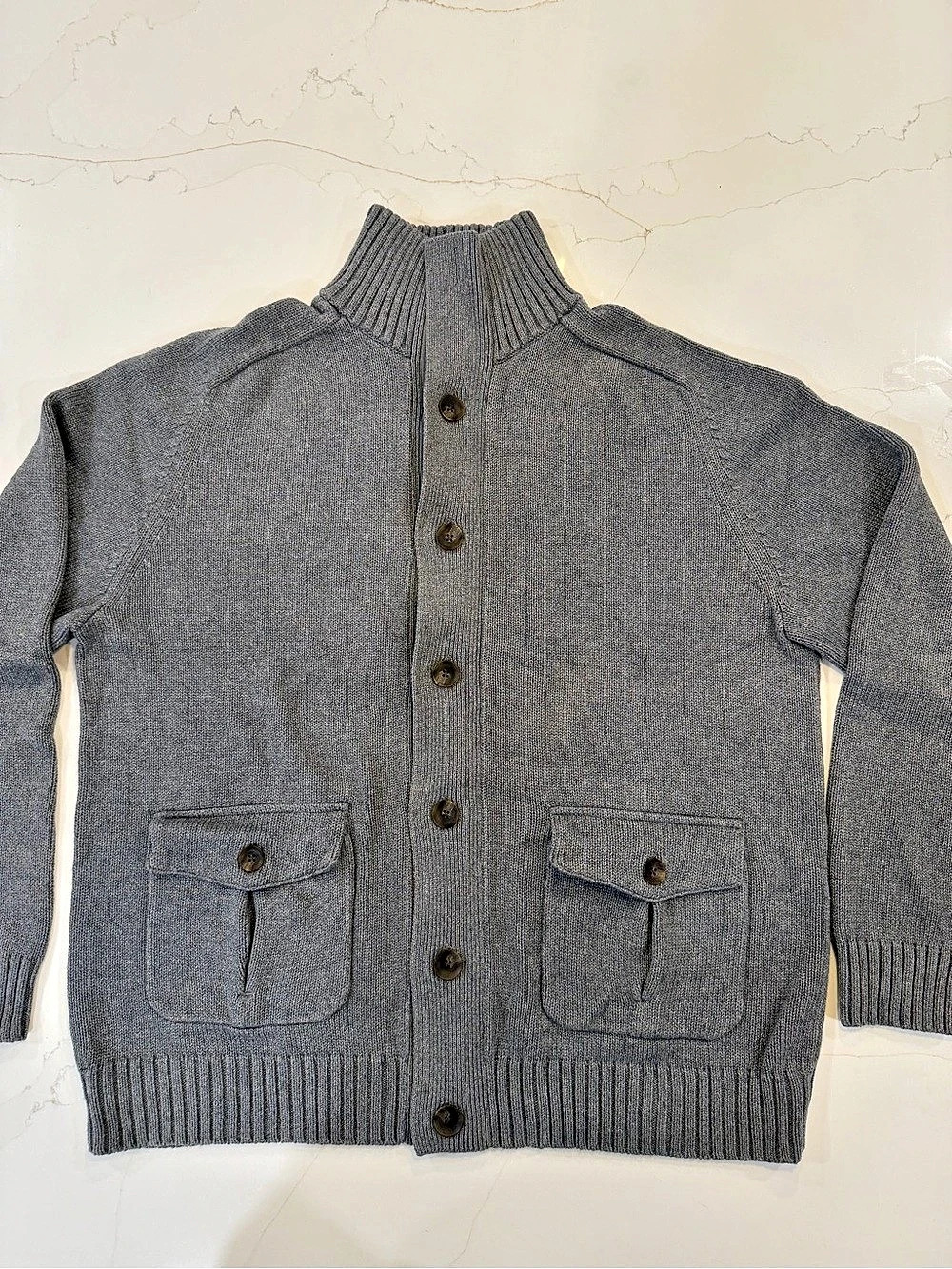 Gap Men's Gray Button-Front Sweater Size XL